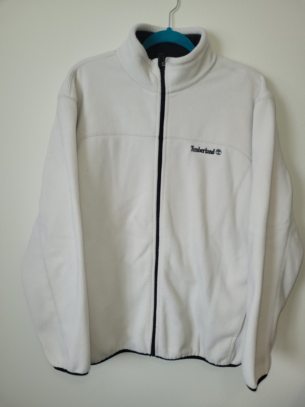 Timberland White Lightweight Fleece Jacket with Black Trim